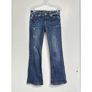 Miss Me Jeans Sunny Boot Cut Blue Denim Stretch Distressed Sz 28